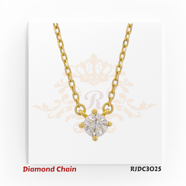 18kt yellow gold chain with round solitaire diamond pendant – RJDC3025
