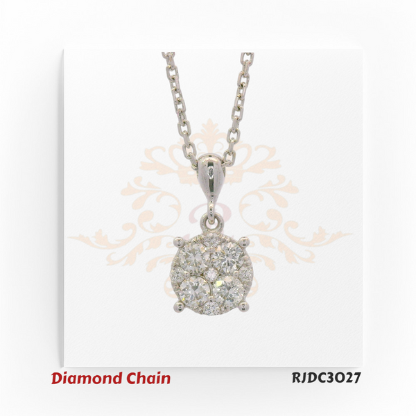 18kt white gold diamond pendant chain with a brilliant cluster design – RJDC3027