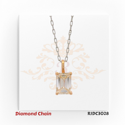 Elegant emerald-cut diamond chain pendant in platinum and 18kt gold – RJDC3028