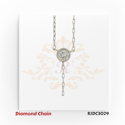 Chic and modern, this Y-shaped chain in platinum and 18kt gold features a pair of brilliant bezel-set diamonds – RJDC3029.