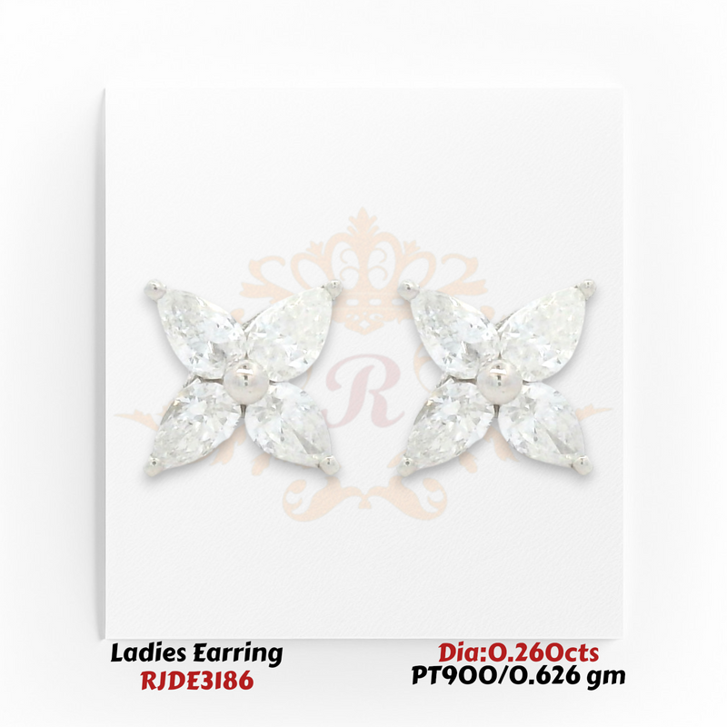 PT900 platinum marquise diamond floral stud earrings 0.260cts total diamond RJDE3186 Regal Jewels Chicago