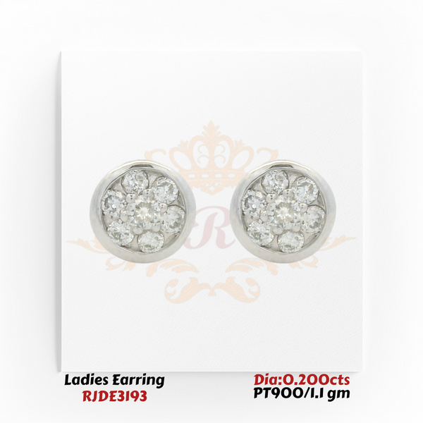 PT900 platinum diamond cluster stud earrings 0.200cts total diamond RJDE3193 Regal Jewels Chicago