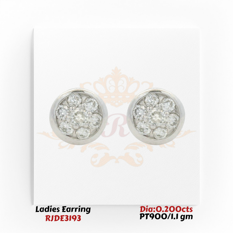 PT900 platinum diamond cluster stud earrings 0.200cts total diamond RJDE3193 Regal Jewels Chicago