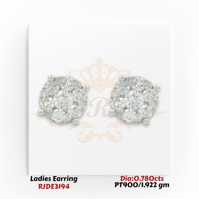PT900 platinum round diamond cluster stud earrings 0.780cts total diamond RJDE3194 Regal Jewels Chicago