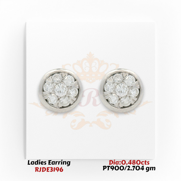 PT900 platinum round diamond cluster stud earrings 0.480cts total diamond RJDE3196 Regal Jewels Chicago