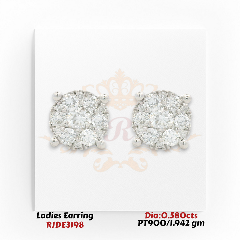 PT900 platinum round diamond cluster stud earrings 0.580cts total diamond RJDE3198 Regal Jewels Chicago