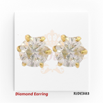 14kt yellow gold diamond stud earrings featuring a classic 6-prong setting with brilliant round-cut diamonds totaling 0.30 carats. Clarity VVS2–VS1, color F–G. Product code RJDE3183.
