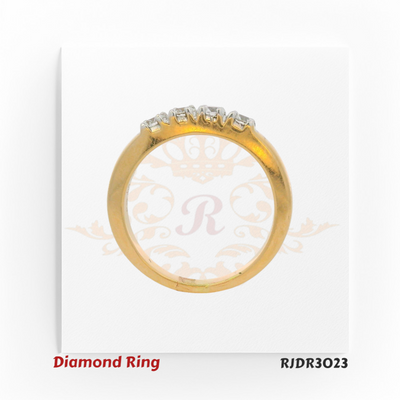 18kt yellow gold ring featuring five round brilliant-cut diamonds in a classic channel setting – RJDR3023