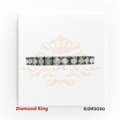 Timeless 18kt white gold ring designed as an eternity band, adorned with a full circle of dazzling round brilliant diamonds – RJDR3030.