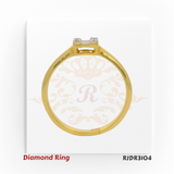 18kt yellow gold ring featuring a rectangular baguette and round diamond cluster – RJDR3104