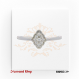 18kt white gold ring featuring a floral cluster of round diamonds in a quatrefoil frame – RJDR3129