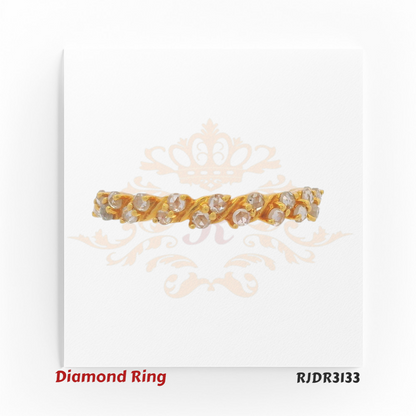 Distinctive 18kt yellow gold ring featuring a band set with raw, uncut diamonds, blending rustic charm with luxury RJDR3133.