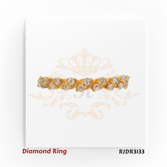 Distinctive 18kt yellow gold ring featuring a band set with raw, uncut diamonds, blending rustic charm with luxury RJDR3133.