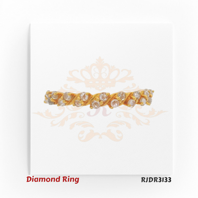 Distinctive 18kt yellow gold ring featuring a band set with raw, uncut diamonds, blending rustic charm with luxury RJDR3133.