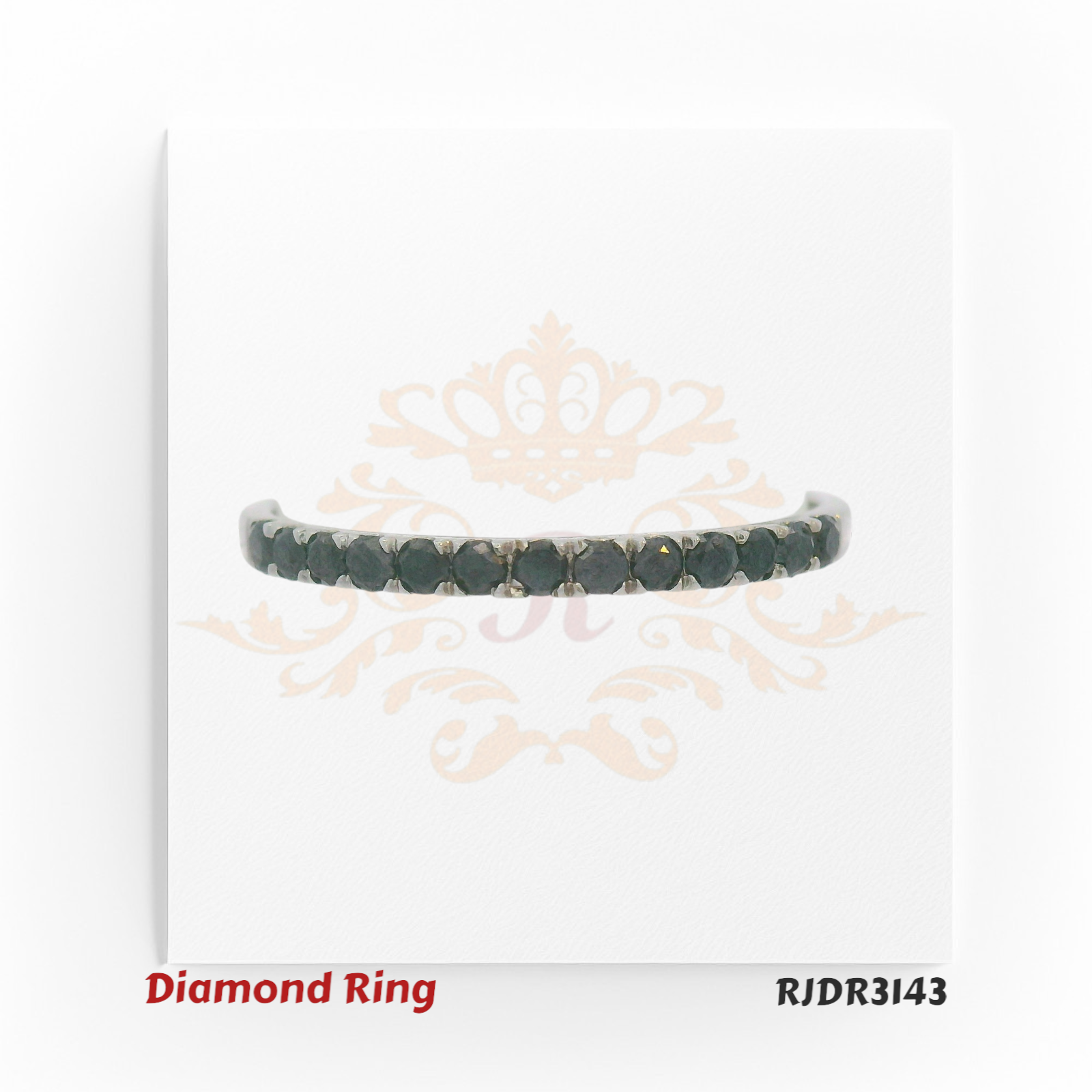 Sophisticated 18kt white gold eternity band set with striking round-cut black diamonds – RJDR3143.