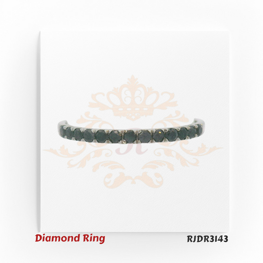 Sophisticated 18kt white gold eternity band set with striking round-cut black diamonds – RJDR3143.