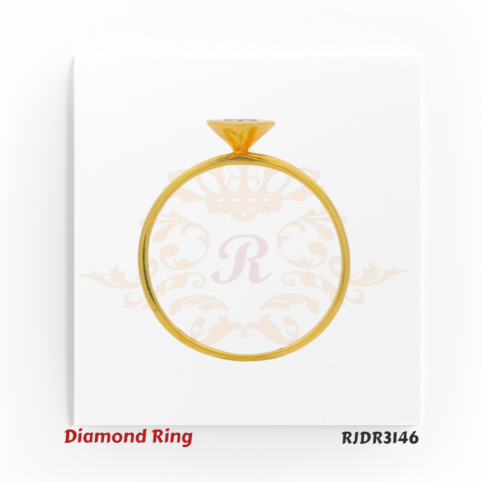 Charming 18kt yellow gold ring with a heart-shaped design, featuring a sparkling round diamond cluster at the center – RJDR3146.