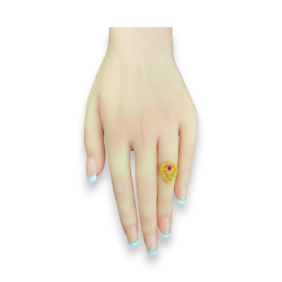 22kt Gold Teardrop Ruby & Uncut Diamond Ladies Ring – RJDR3214