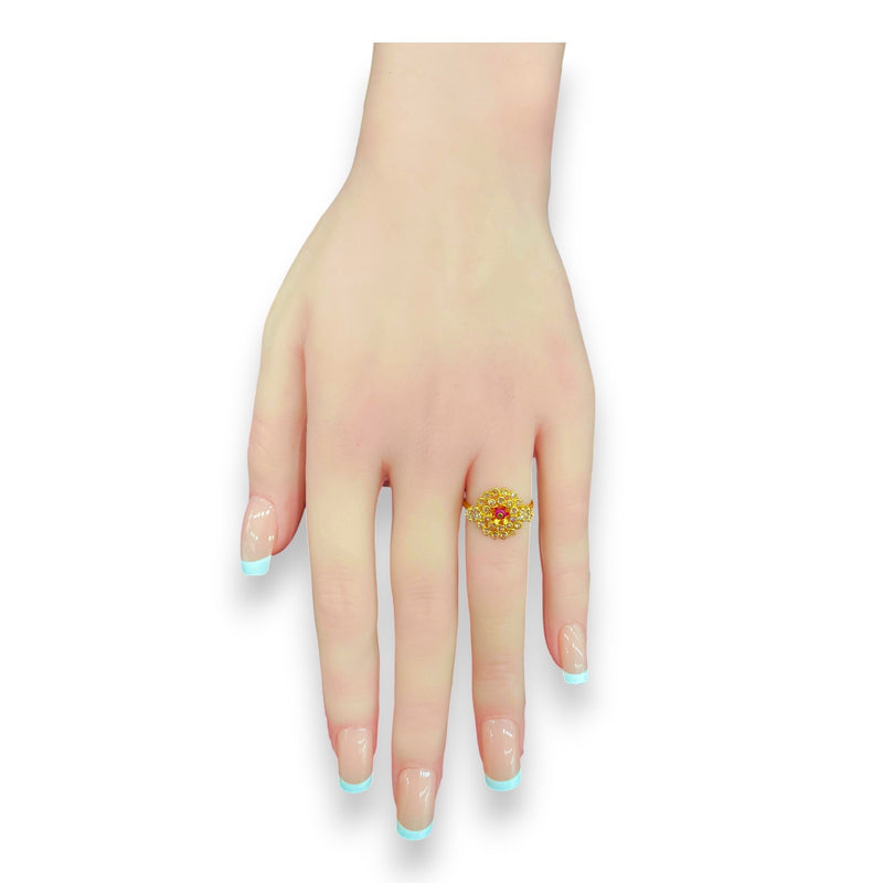 22kt Gold Floral Ruby & Uncut Diamond Ladies Ring – RJDR3228