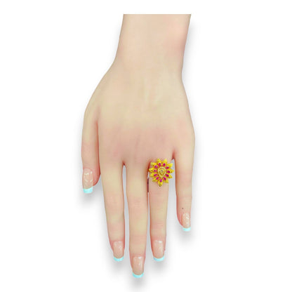 Floral Bloom 22KT Gold Diamond & Ruby Ring – RJDR3325
