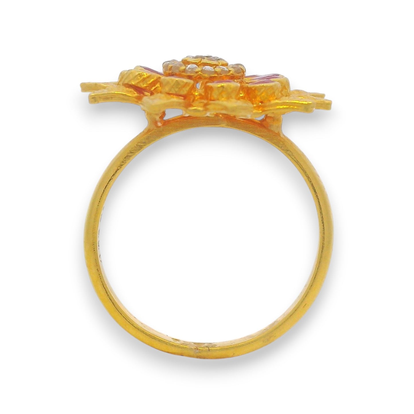 Floral Bloom 22KT Gold Diamond & Ruby Ring – RJDR3325