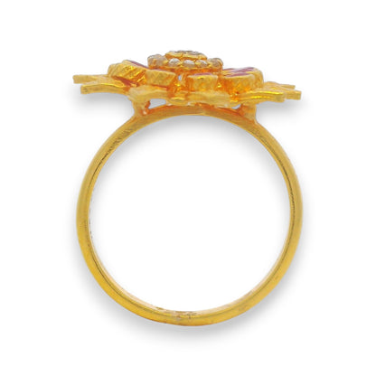 Floral Bloom 22KT Gold Diamond & Ruby Ring – RJDR3325