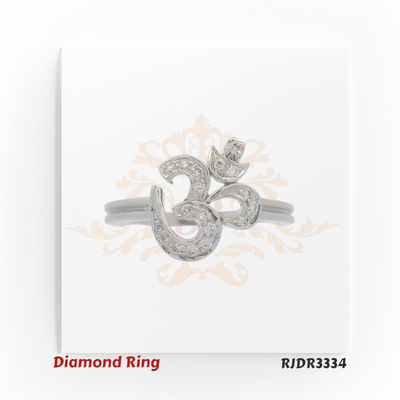18kt white gold ring featuring a diamond-studded Om symbol – RJDR3334