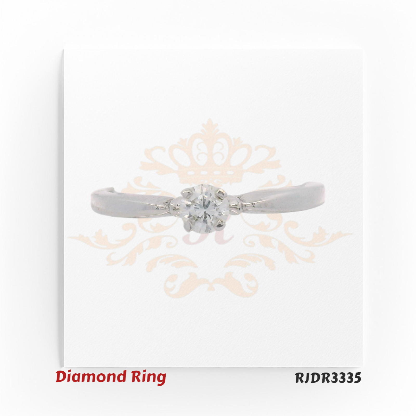 Timeless 18kt white gold ring featuring a single 0.19 ct VS-clarity diamond in a classic solitaire design. Size 6 – RJDR3335.