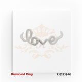 White gold 14kt diamond ring with scripted "love" design and diamond-studded 'O' – RJDR3340