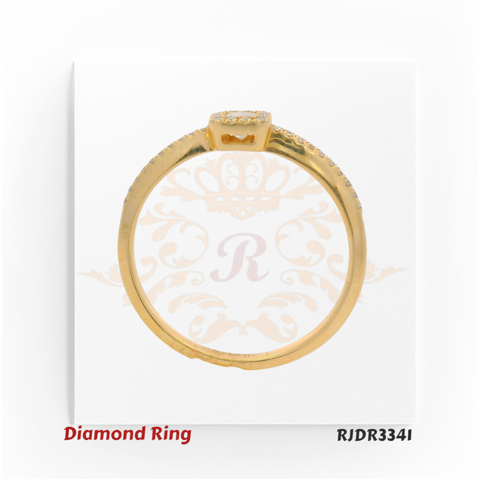 14kt diamond ring with square halo setting and diamond-studded band – RJDR3341