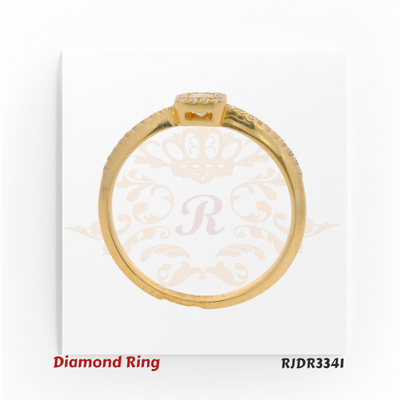 14kt diamond ring with square halo setting and diamond-studded band – RJDR3341