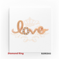 Charming 14kt rose gold ring with the word “love,” featuring a brilliant diamond-encrusted “O” for added sparkle – RJDR3342.