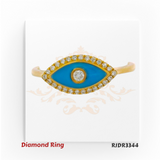 18kt gold evil eye ring featuring a brilliant round diamond and blue enamel – RJDR3344