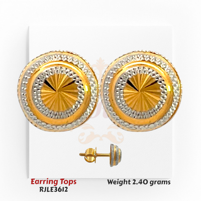 22kt Gold Two-Tone Circular Earring Tops RJLE3612