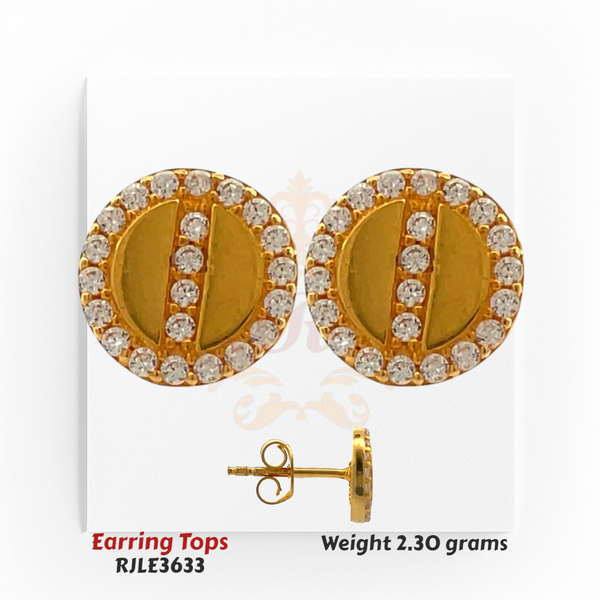 18kt Gold Round CZ (Cubic Zirconia) Earring Tops – Classic Stud Design