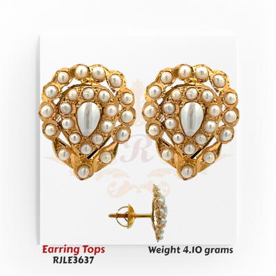 22kt Gold Pearl Earring Tops – Traditional Designer Studs