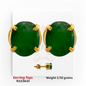 22kt gold earring tops with vibrant oval green stones set in claw prongs, product code RJLE3643, total weight 2.70 grams