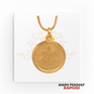22kt Gold Hindu Pendant RJGPO155 – A 2.8-gram, 1.00-inch round pendant featuring Goddess Lakshmi engraving, available at Regal Jewels
