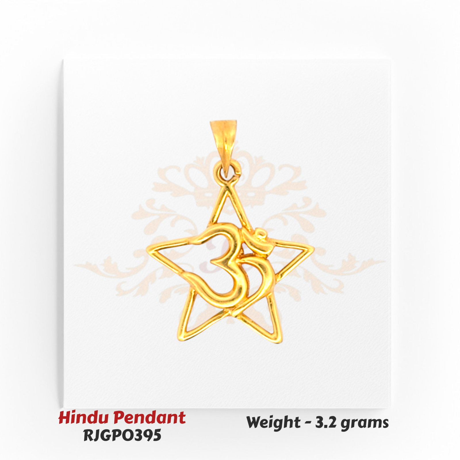 22kt Gold Om Star Pendant – Unique Five-Point Star Design 3.2 grams – Regal Jewels Chicago