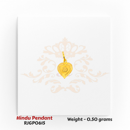 22kt Gold Om Heart Pendant – Petite Heart-Shaped Hindu Jewelry 0.50 grams – Regal Jewels Chicago