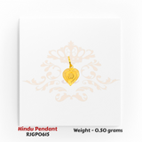 22kt Gold Om Heart Pendant – Petite Heart-Shaped Hindu Jewelry 0.50 grams – Regal Jewels Chicago