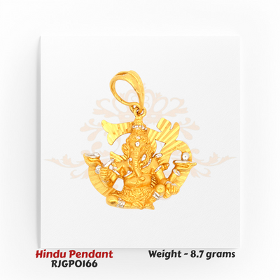 22kt Gold Lord Ganesha Pendant – Designer Om-shaped Ganpati pendant with diamond accents and detailed carving – 8.7 grams (RJGP0166) – Regal Jewels Chicago