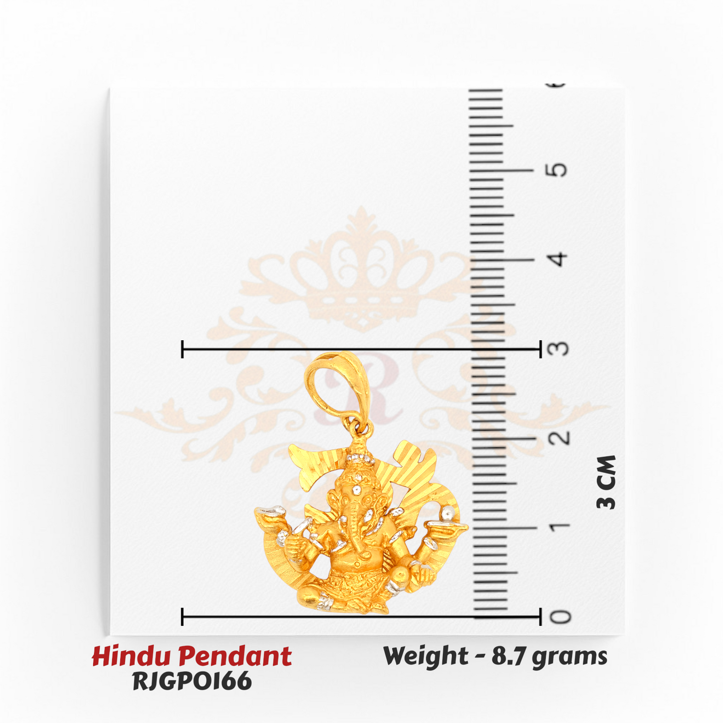 22kt Gold Ganesha Pendant – Divine Om Design – 8.7 gm (RJGPO166)