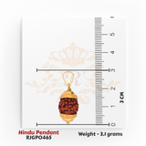 22kt Gold Rudraksha Pendant RJGP0465 – close-up with 3cm ruler scale, 3.1 grams – handcrafted Hindu spiritual pendant by Regal Jewels Chicago.