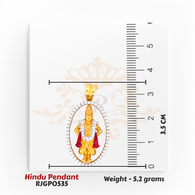 22kt Gold Lord Balaji Pendant – 3.5 cm Oval Design with Diamond-Cut Border – 5.2 grams (RJGP0535) Regal Jewels Chicago