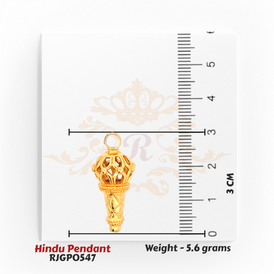 22kt Gold Gada Pendant – Mace-shaped Hanuman weapon pendant symbolizing strength and devotion – 5.6 grams (RJGP0547) – Regal Jewels Chicago