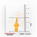 22kt Gold Lakshmi Pendant RJGP0552 – 3.2 grams, size shown with 3cm scale – handcrafted Hindu goddess gold pendant by Regal Jewels Chicago.