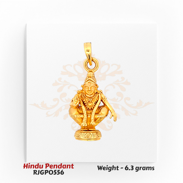 22kt Gold Lord Ayyappa Pendant – Devotional Hindu Jewelry – 6.3 grams (RJGP0556) Regal Jewels Chicago