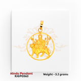 22kt Gold Maa Durga Pendant – Goddess Riding Lion Design – 5.2 grams (RJGP0563) Regal Jewels Chicago