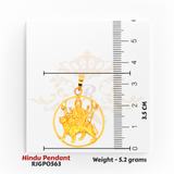22kt Gold Durga Pendant – Round Frame Hindu Pendant 3.5 cm – 5.2 grams (RJGP0563) Regal Jewels Chicago
